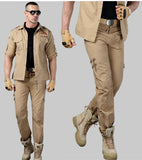 Short Sleeved Shirts Men Tactical T-shirt Spring Summer Workwear Cotton Vintage Shirt  Army Embroidery Pocket Cargo Tees