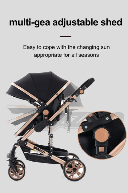 Luxurious 3 in 1 Baby Stroller Portable Travel Baby Carriage Folding Prams Aluminum Frame High Landscape Car for Newborn Baby