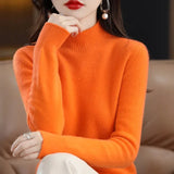 Autumn Winter Women Sweater Korean Fashion Warm Bottoming Shirts Half Turtleneck Basic Knitwear Solid Long Sleeve Pullovers 