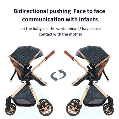 Baby Stroller 3‑in‑1 Travel System Pushchair Lightweight Pram from Birth All‑Terrain Baby Buggy Compact Fold Stroller Summer