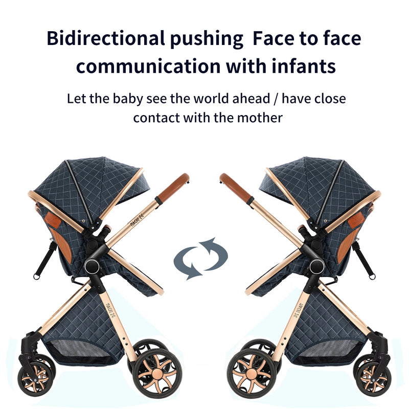 Baby Stroller 3‑in‑1 Travel System Pushchair Lightweight Pram from Birth All‑Terrain Baby Buggy Compact Fold Stroller Summer