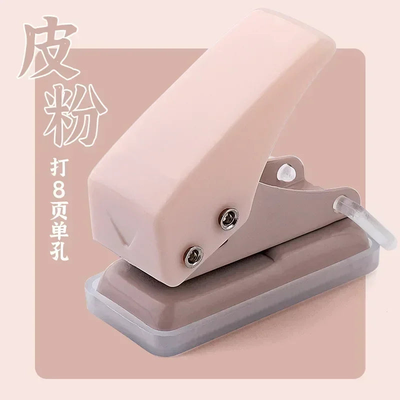 Mini perforadora de un solo anillo, perforadora de papel de 1 agujero, portátil, redonda, kawaii, para oficina, escuela, suministros de encuadernación, papelería