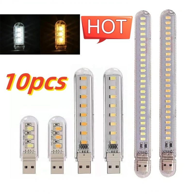 10 pces usb led luzes do livro 2-24leds smd 5630 5730 lâmpada led 5v entrada de energia branco 5000-6500k branco quente 3000-3500k usb luz noturna