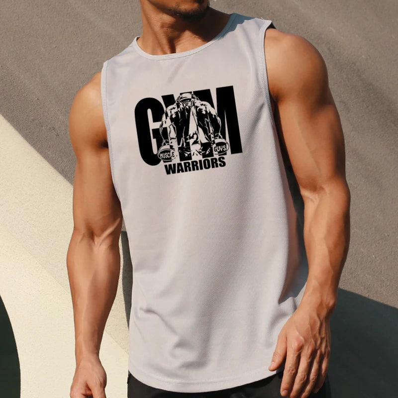 Summer Mesh Quick Dry Gym Fitness Tank Tops Men's Casual Moisture Wicking Bodybuilding Sleeveless Shirt Workout Muscle Vests