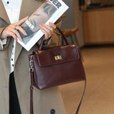 Genuine Leather Top Handle Crossbody Bag for Women Vintage Oil Wax Leather Shoulder Bag Small Luxury Designer Satchel Handbag