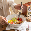 Elegant Classical Plate French Retro Ceramic Dishes Home Plate Rice Bowl Party Tableware Set White Lace Embossed Dinner Plate