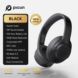 Picun F2 Hybrid Active Noise Canceling Headphones with Built-in Microphone, Spatial Audio Mode, 50H Playing Time Hi-Res Audio
