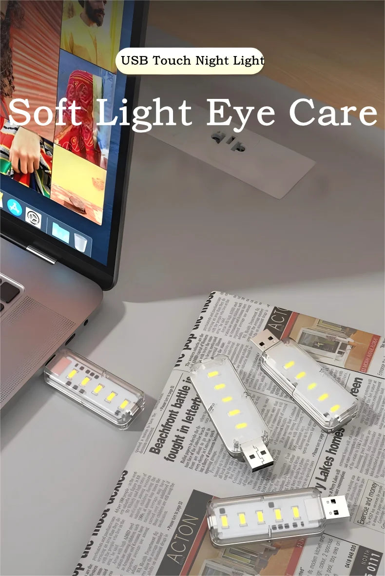 Portable Dimmable Touch Control 10LEDs USB Night Light 5V Bulb for Bedroom Study PC Laptop Mobile Power Bank Plug in Lighting