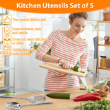 Juego de utensilios de cocina de 5 uds, cucharas de acero inoxidable, espátula con mango ergonómico, utensilios de cucharas lavables resistentes