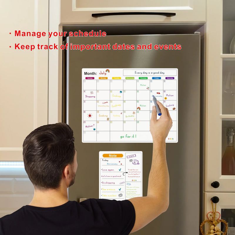 Magnetic Calendar For Fridge Monthly Weekly Planner Calendar Table Dry Erase Whiteboard With Pen Fridge Sticker Message Board