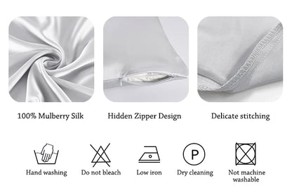 100% Nature Mulberry Silk Pillowcase Zipper Pillowcases Pillow Case For Healthy Standard Queen King Multicolor