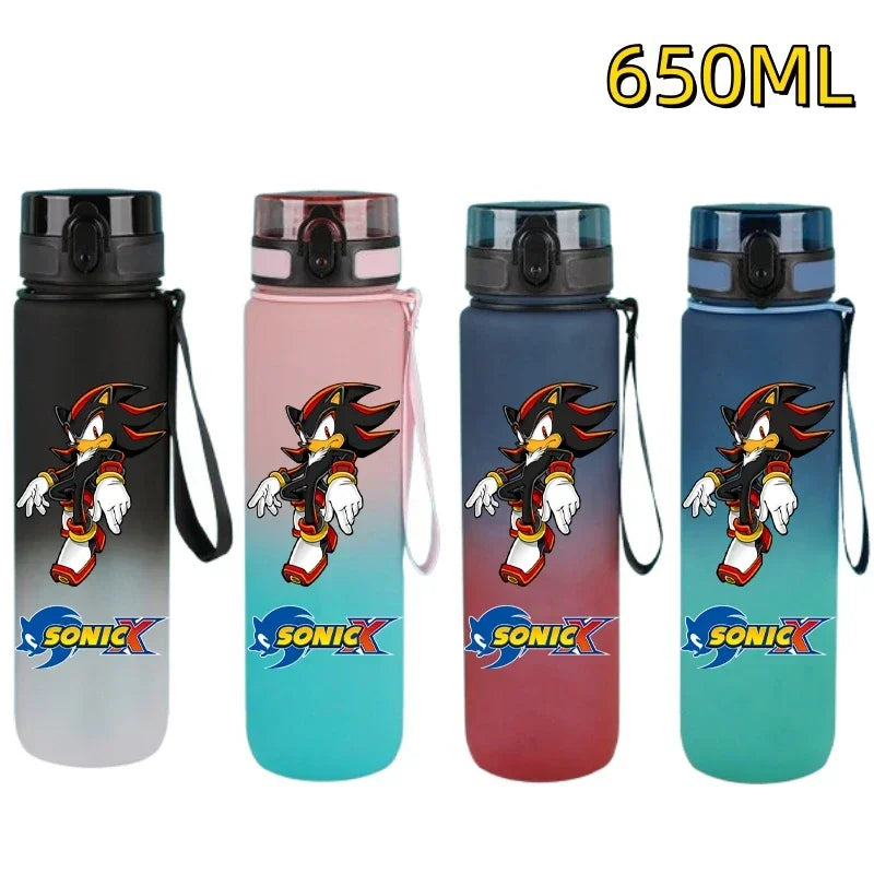 650ML Sonic Hedgehog Sport Water Bottle Large Capacity Cartoon Portable Plastic Water Bottle Drinking Cup Student Birthday Gifts