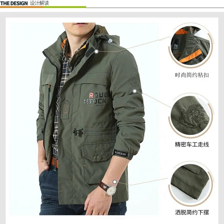 Chaqueta táctica cortavientos para hombre, impermeable, con capucha, para exteriores, deportiva, militar, talla europea, S-5XL, para escalada de campo, ropa fina