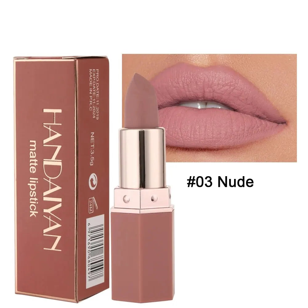 Lápiz labial mate de alta pigmentación HANDAIYAN, terciopelo, resistente al agua, maquillaje de larga duración, cosméticos para labios