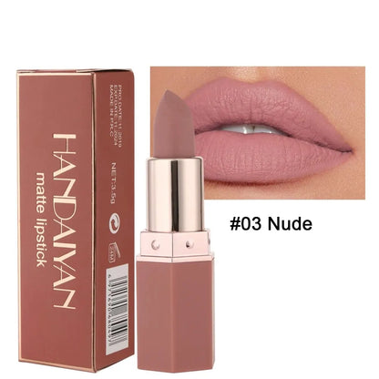Lápiz labial mate de alta pigmentación HANDAIYAN, terciopelo, resistente al agua, maquillaje de larga duración, cosméticos para labios
