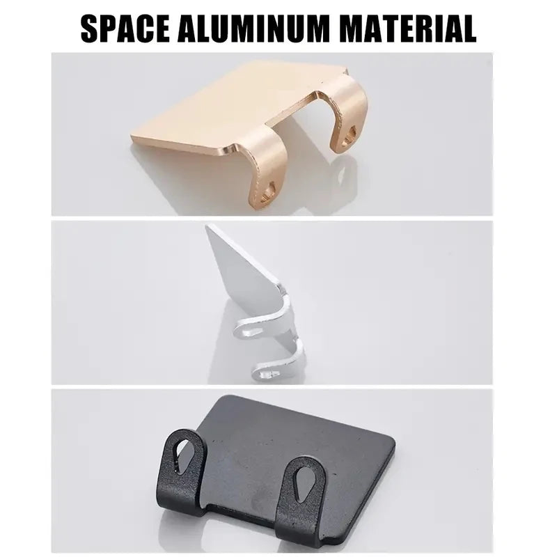 1 soporte para maquinilla de afeitar sin perforaciones, gancho de almacenamiento, accesorio de baño multiusos de aluminio espacial