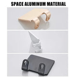 1 soporte para maquinilla de afeitar sin perforaciones, gancho de almacenamiento, accesorio de baño multiusos de aluminio espacial