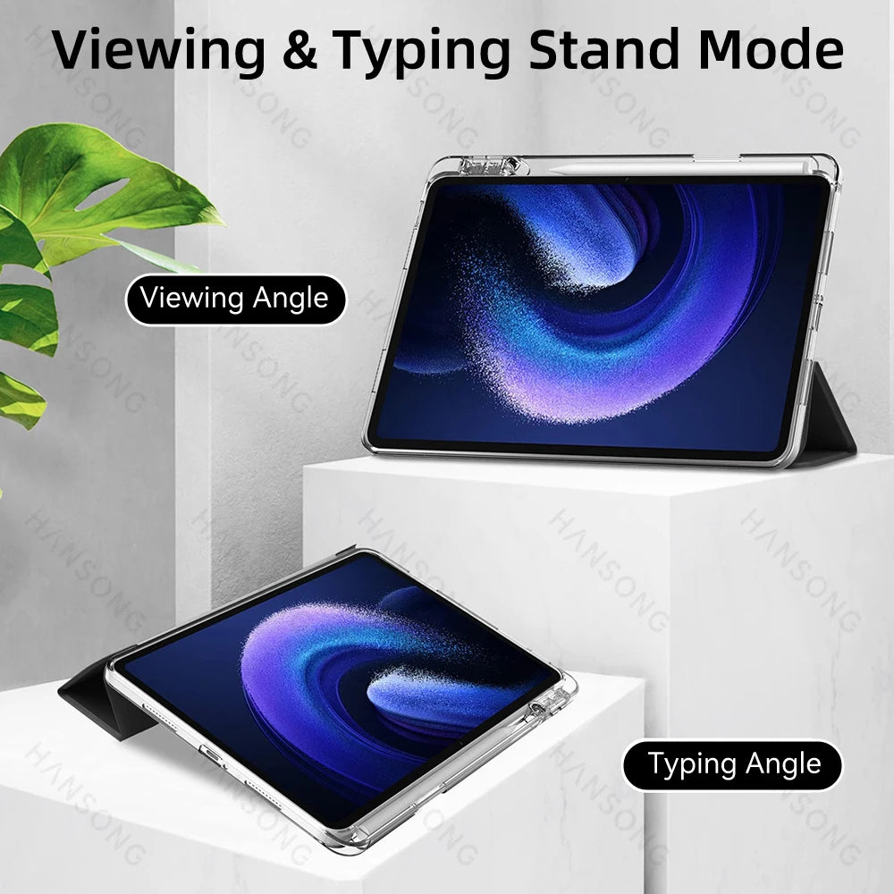 For Mi Pad Case for Xiaomi Mi Pad 5 & 5 Pro 11 inch HD Transparent Case for Mi Pad 6 & 6 Pro 11 inch with Awake / Sleep Cover