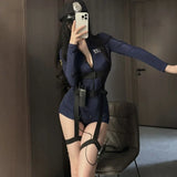 Halloween Sexy Cop Cosplay Erotic Lingerie Policewoman Costume Police Uniform Women Jumpsuit Nightclub Performance Costumes
