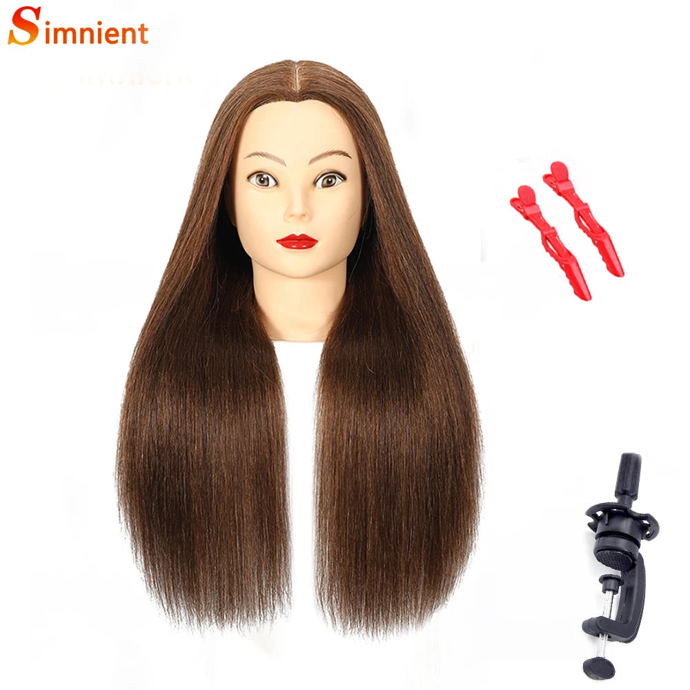 Simnient 100% cabeças de manequim de cabelo humano com para treinamento de cabelo estilo solon cabeleireiro manequim cabeças de boneca para prática de penteado