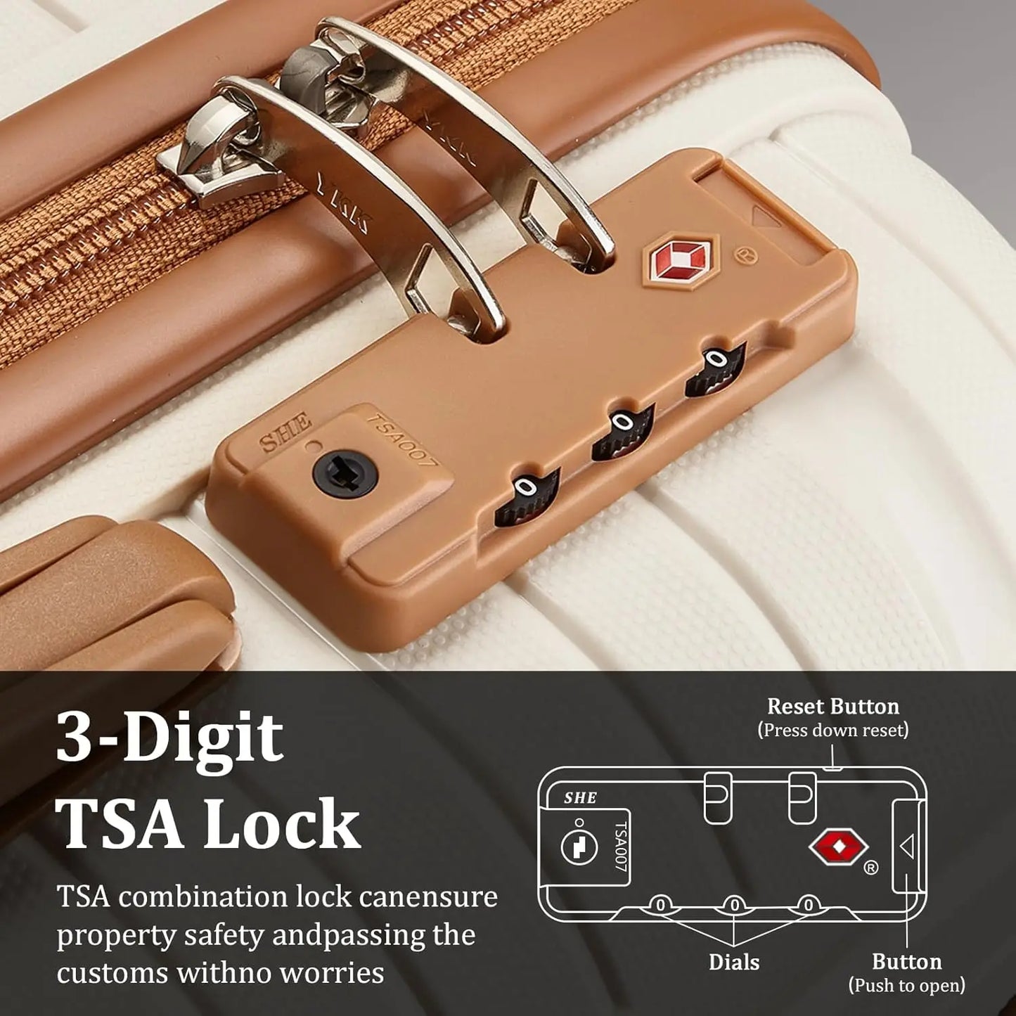 PP Hard Shell Lightweight Durable Luggage Sets, Travel Suitcase with Duffel Bag and Toiletry Bag, TSA Lock, Spinner Wheels