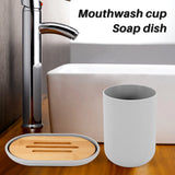 Bathroom Accessories Set Soap Dispenser Bottle Dish Washroom Toothbrush Holder Cup Suit Gray