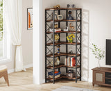Tribesigns 7-Shelf Corner Bookshelf,Large Modern Corner Bookcase, 7-Tier Tall Corner Shelf Storage Display Rack with Metal Frame