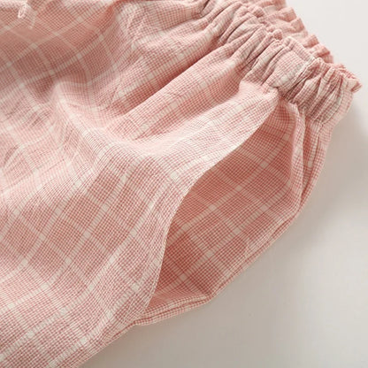 Plus Size Japanese Minimalist Checked Women Pajamas Trousers Women Soft Home Pants Loose Casual Pants Elastic Waist Home Pants