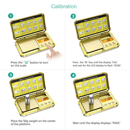 Digital Jewelry Scale 200g 0.01g Pocket Scales with 50g Calibration Weight Electronic Smart Scale for Professional Weighing