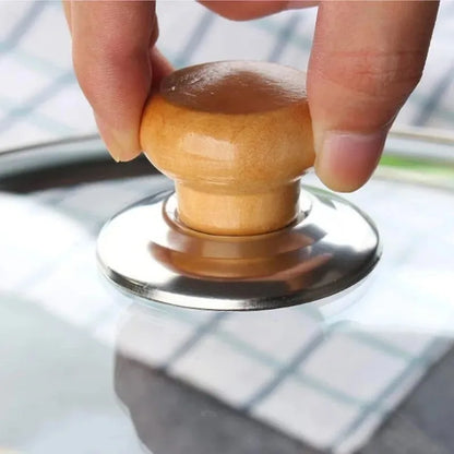 Universal Pot Lib Knobs Caps Wooden Heat-Resistant Cooking Pan Lid Covers Replacement Lifting Handle Kitchen Cookware Handgrip
