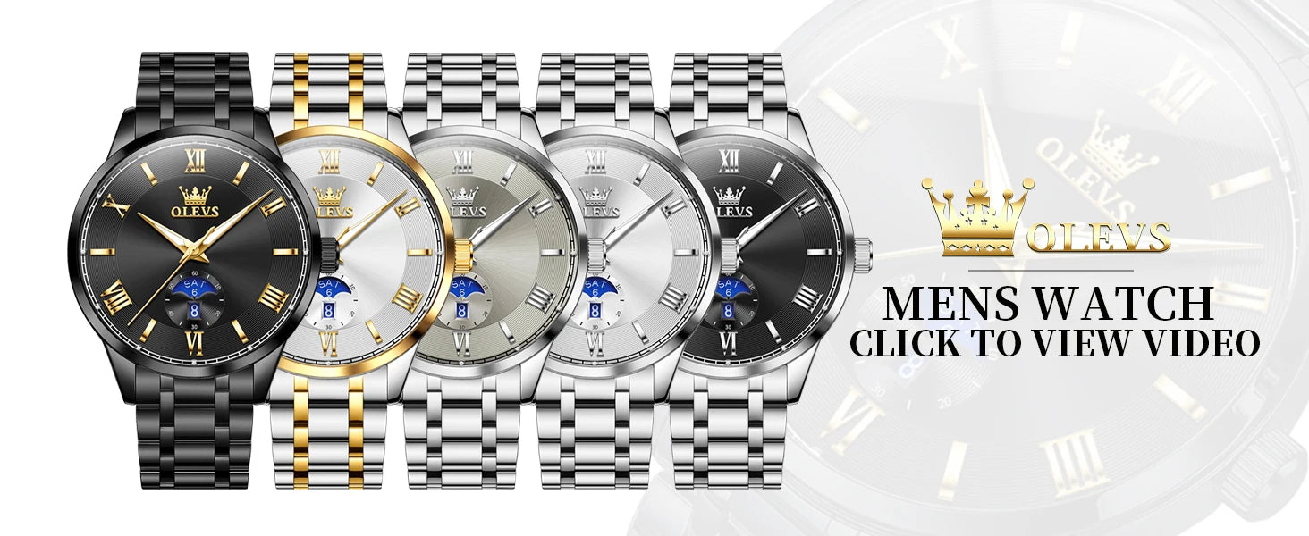 OLEVS 3638 Mens Watch Original Quartz Watch Stainless Steel Waterproof Luminous Large Dial Day Date Watches Luxury Men Box Reloj
