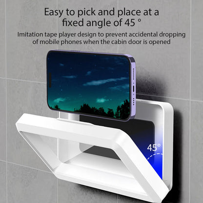 Bathroom Waterproof Phone Case Home Wall Holder Stand Box Self-adhesive Touch Screen Mobile Phone Cover Shower Sealing Storage