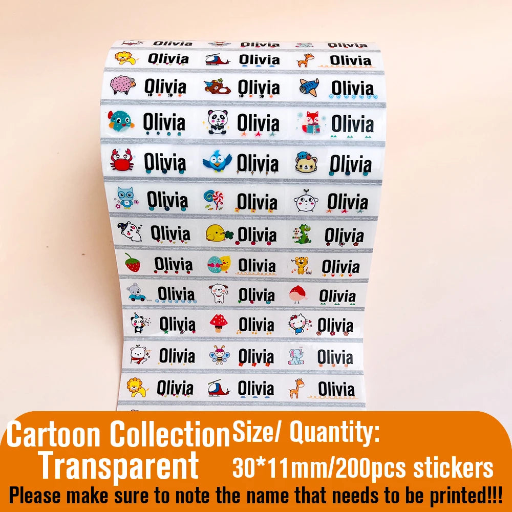 Custom Name Tag Sticker Waterproof Kawaii Stickers Decals Personalized First Name Label for Children School Stationery Bottle