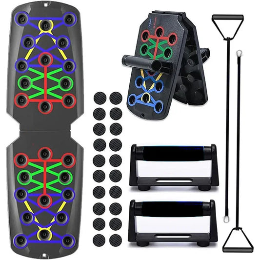 Tabla de flexiones 21 en 1, estación de ejercicio plegable portátil, equipo de fitness portátil para flexiones, equipo de entrenamiento de fuerza para gimnasio