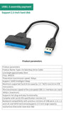 2.5 Inch Hard Disk Adapter Cable USB Easy Drive Cable Hard Drive Easy Drive Line SATA 22 Pin String Oral Line