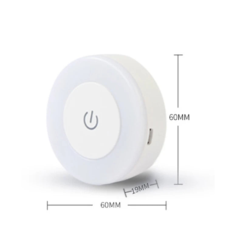 Luz Noturna LED com Sensor de Toque e Economia de Energia – Recarregável via USB, Magnética e Portátil – Ideal para Quartos e Corredores