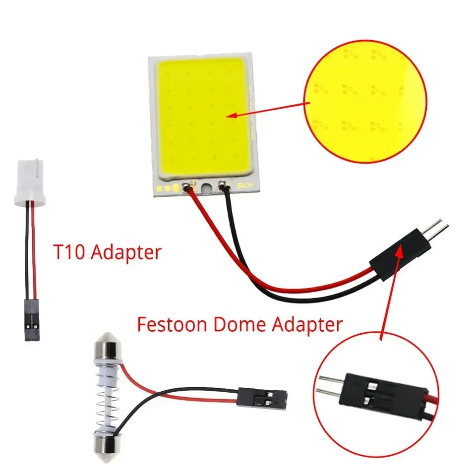 4X T10 C5W Car Led Cob 16/24/36/48SMD White Parking Bulb Auto Interior Wedge Reading Lamp Door Dome Festoon License Plate Light