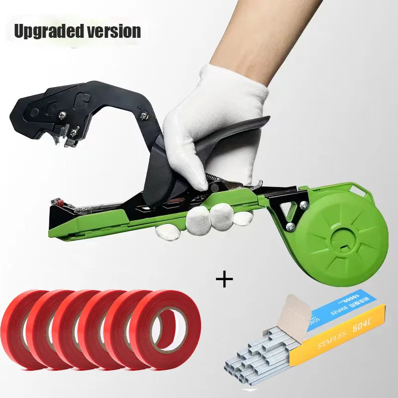 New Tying Machine Plant Garden Plant Tapetool Tapener +5 Rolls Tape Set for Vegetable Grape Tomato Cucumber Pepper Flower