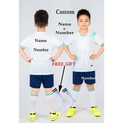 Kids Football Jersey Personalized Custom Boy Soccer Jersey Set Polyester Soccer Uniform Breathable Football Uniform For Children