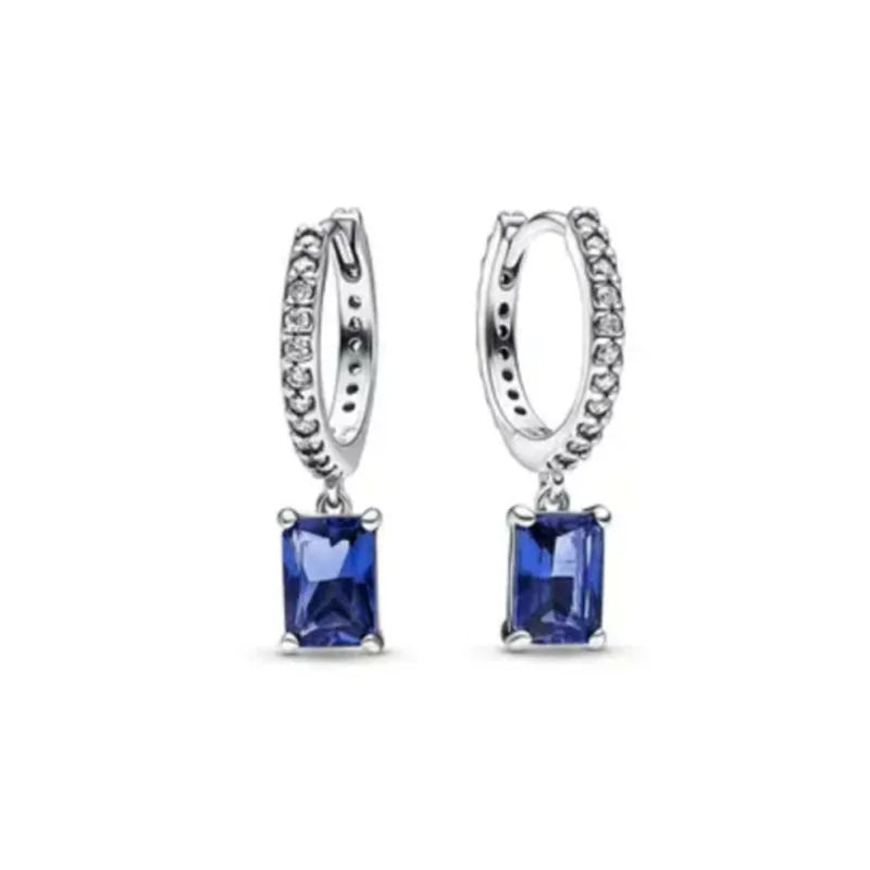 2024 New 925 Silver Plated Double Hoop Earrings For Women Butterfly Sun Moon Heart DIY Accessories 