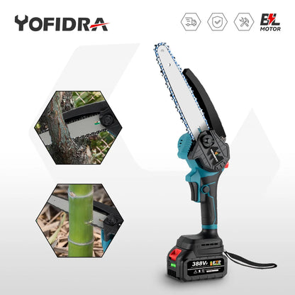 8 Inch Brushless Electric Saw Cordless Oiler Handheld Garden Wood Cutting Logging Chainsaw Power Tool for Makita 18V Battery