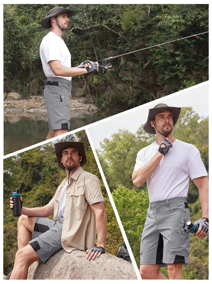 TACVASEN Quick Dry Cargo Shorts Mens Lightweight Work Cargo Shorts Multi Pockets Waterproof Outdoor Hiking Fishing Shorts Male