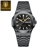 POEDAGAR Luxury Military Men's Watch Square Waterproof Luminous Date Week Men Watch Stainless Steel Quartz Men's Watches Reloj+box