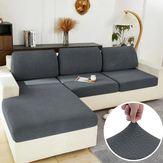 Elastic Sofa Cover for Living Room Jacquard Solid Sofa Seat Cover Grey Washable Seat Cushion Cover Furniture Protector Sectional