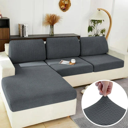 Elastic Sofa Cover for Living Room Jacquard Solid Sofa Seat Cover Grey Washable Seat Cushion Cover Furniture Protector Sectional