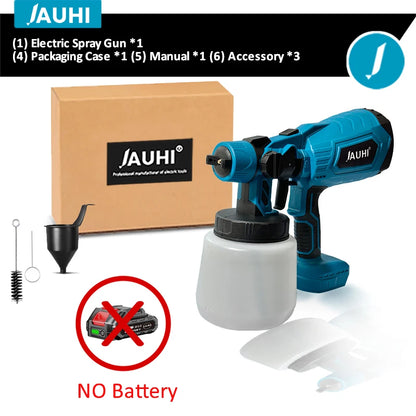 Pistola pulverizadora elétrica sem fio, 1000ml, portátil, pulverizador de tinta doméstica, móveis automotivos, revestimento de aço, aerógrafo para makita, bateria de 18v