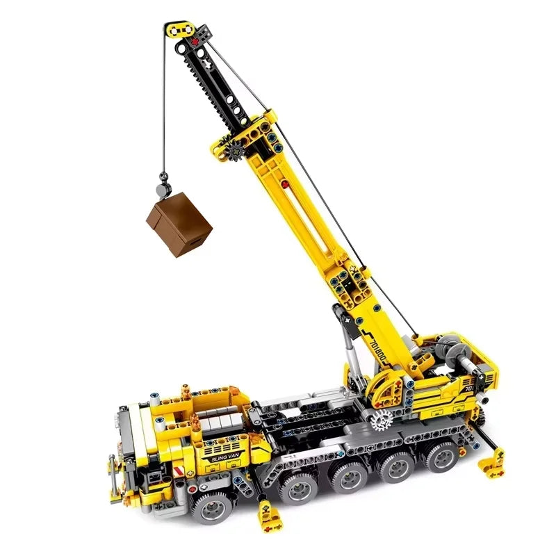 Third Party Compatible MOC Sets City Series Building Blocks City Yellow Mobile Construction Crane Children Toys Gift