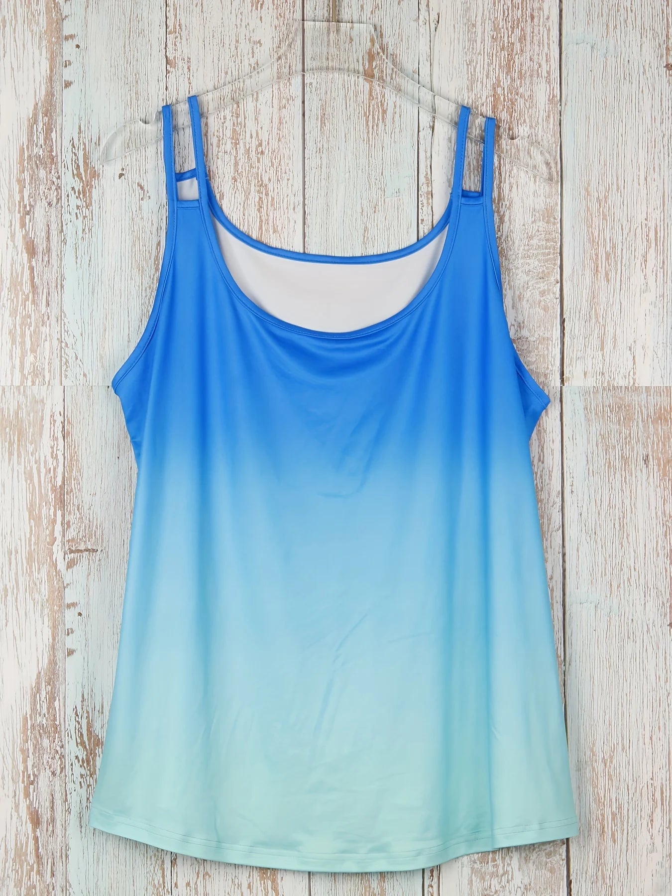 Plus size ombre cortado cami topo casual tripulação pescoço sem mangas topo para o verão roupas femininas plus size