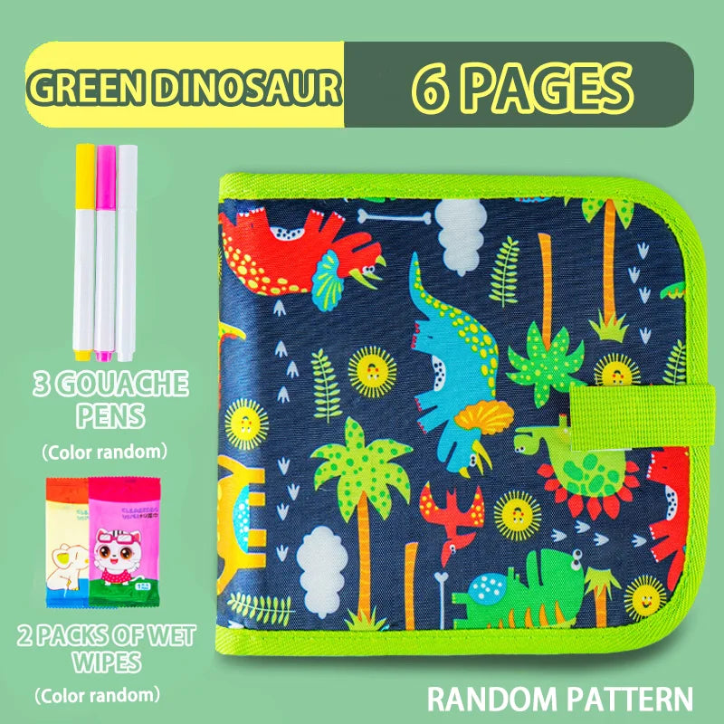 Livro de Desenho Apagável para Crianças e Bebês – Blocos de Desenho Reutilizáveis com 12 Canetas Aquareláveis – Brinquedo Pré-Escolar e Kit de Escrita e Pintura para Viagens
