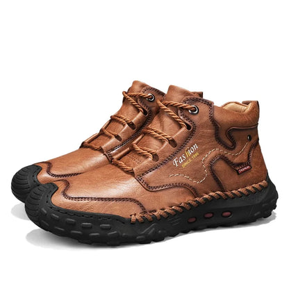 Zapatillas informales de cuero vulcanizado de alta calidad para hombre, zapatos planos de diseño, cómodos, antideslizantes, para caminar, correr y trotar, 2024